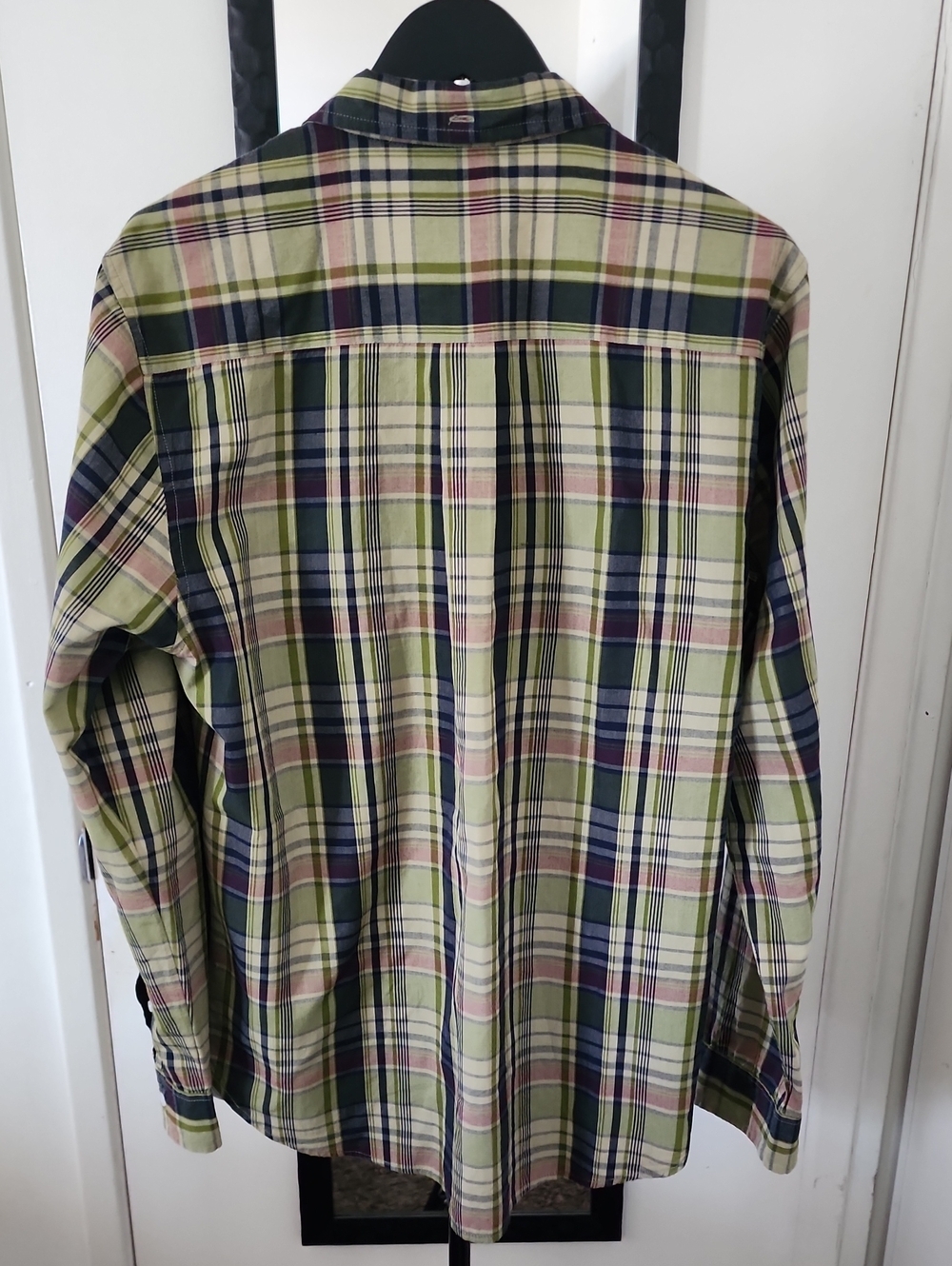Stussy Green Plaid Button-Down Shirt with Navy & Pink Accents - Picture 4 of 6